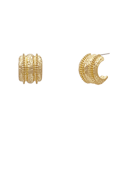 Wide & Textured Hoops - Vintage Gold