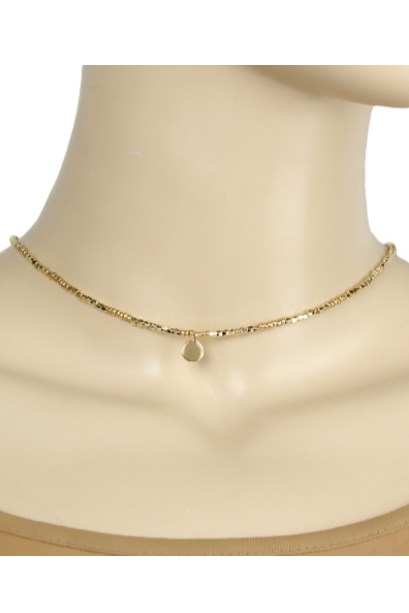 Disk & Cube Beads Choker - Gold