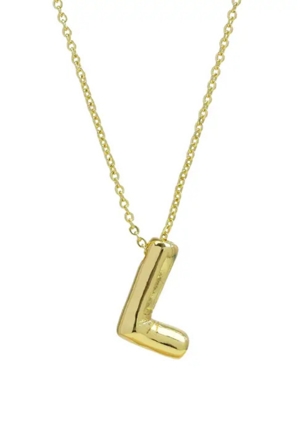 Initial Balloon Bubble Gold Necklace - 0.57" - L