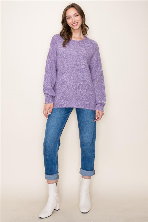Meg Mixed Yarn Crew Neck Sweater