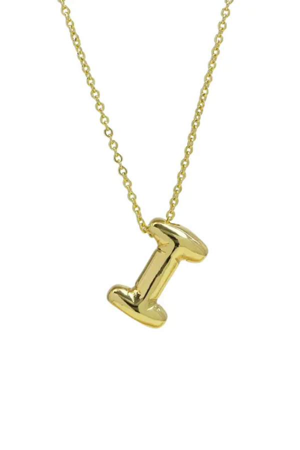 Initial Balloon Bubble Gold Necklace - 0.57" - I