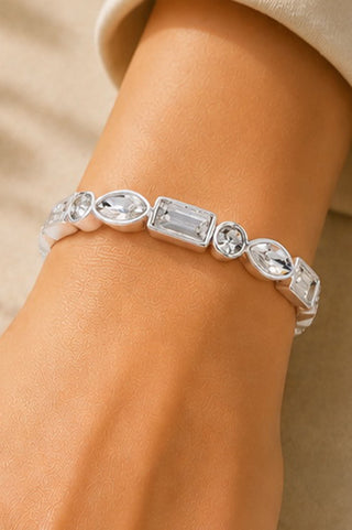 Multi-Shape Rhinestone Stretch Bracelet - Silver/Clear