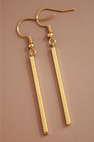 18k Gold Plated Waterproof Stainless Steel Drop Earrings - Gold