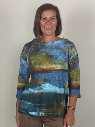 Brigitte 3/4 Sleeve Boat Neck Top
