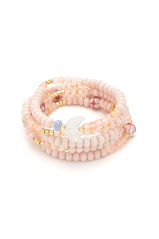 Ceramic Bead Wrap Bracelet/Necklace - Balance/Moon