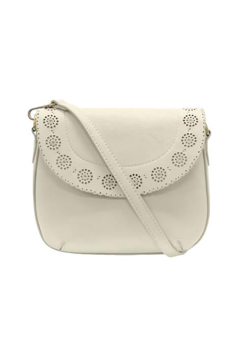 Laser Cut Daisy Flap Crossbody - White