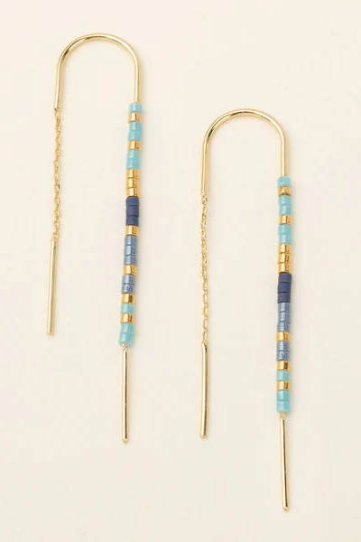 Chromacolor Miyuki Thread Earrings - Cobalt Multi/Gold