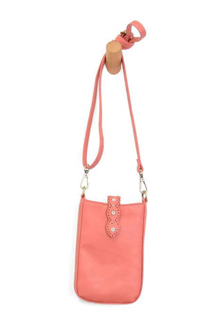Laser Cut Daisy Phone Crossbody - Living Coral