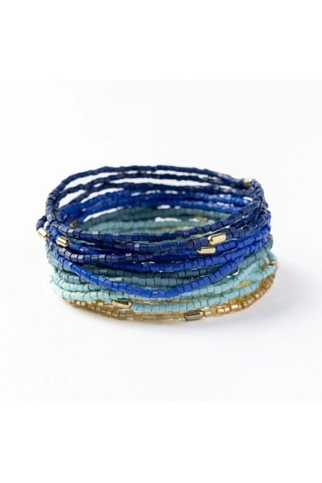Chelsea 18 Strand Luxe Beaded Stretch Bracelet Set - Blue