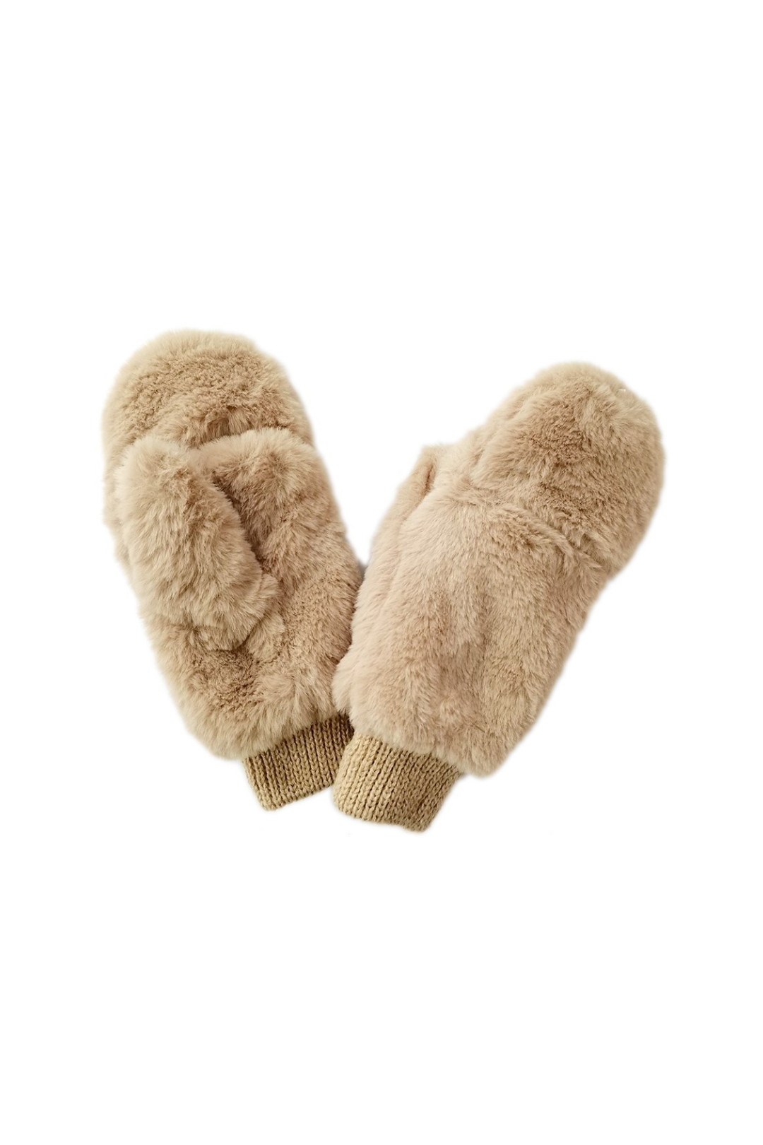 Faux Fur Mittens - Camel