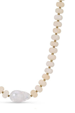 Stone Necklace with Baroque Pearl - Ivory