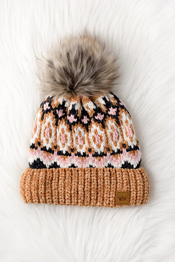 Jennifer Patterned Pom Hat