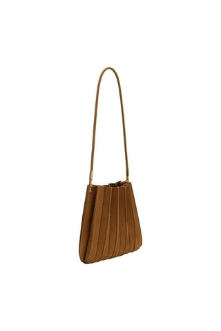 Carrie Vegan Suede Shoulder Bag - Camel