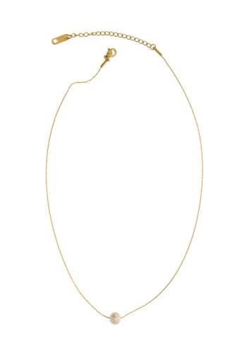 Gold Solitaire Fw Pearl Necklace, 15+