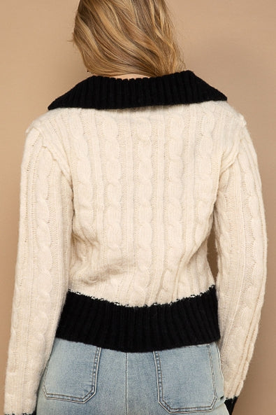 Kelly Contrast Weave Pattern Sweater