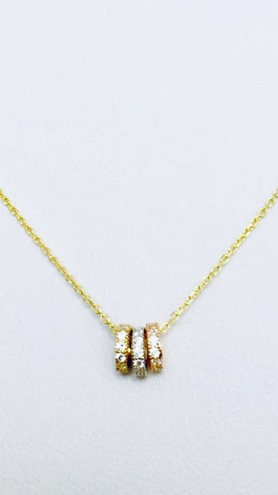 3 CZ Disc Necklace