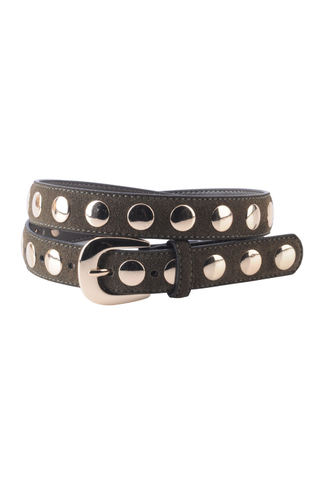 Suede Belt with Wide Studs