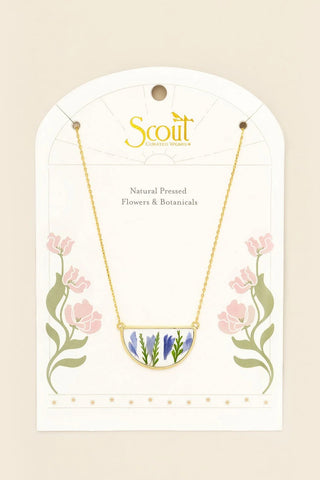 Pressed Flower Necklace - Purple Cornflower/Gold