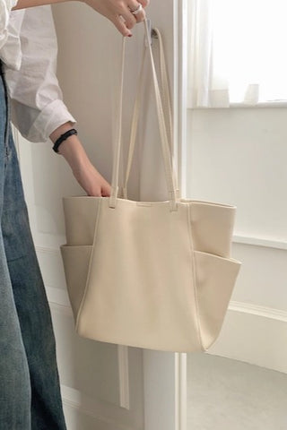 Large Tote Bag with Cosmetic Pouch - Ivory