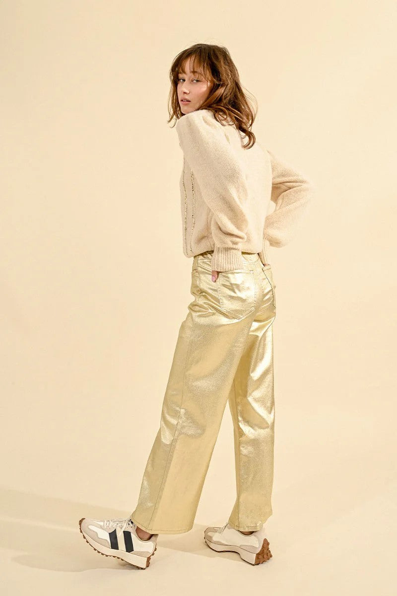 Viola Faux Leather High Rise Wide Leg Pant