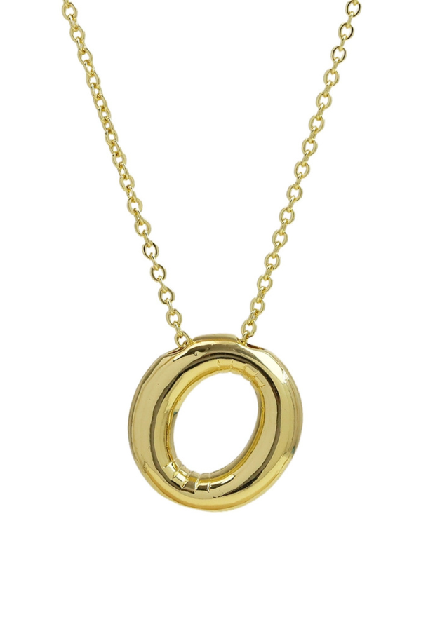 Initial Balloon Bubble Gold Necklace - 0.57" - O