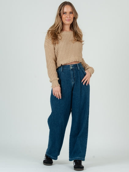 Fiona Frayed Crop Sweater