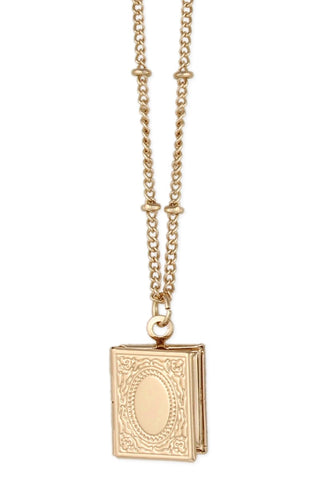 Secret Diary Gold Book Locket Necklace