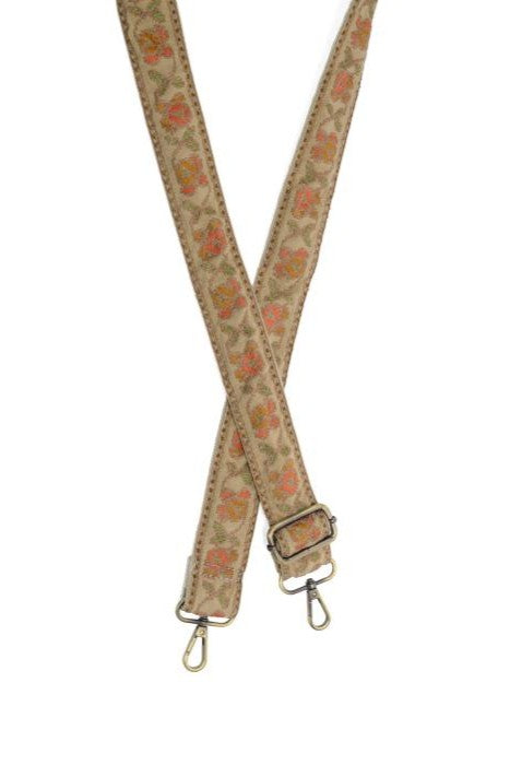 1.5" Multi Rose Vine Embroidered Guitar Strap