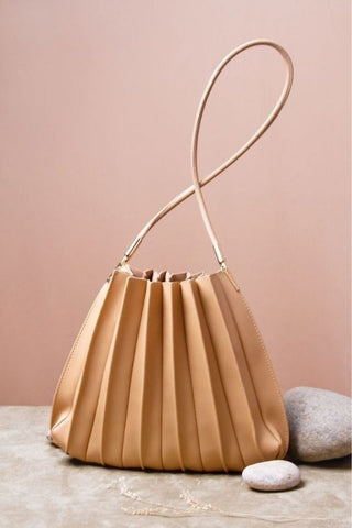 Carrie Vegan Leather Shoulder Bag - Taupe