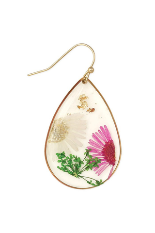 Cottage Floral Daisy Dried Flower Earrings