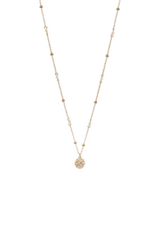 Pearl Pave Ball Pendant Necklace - Gold/Cream