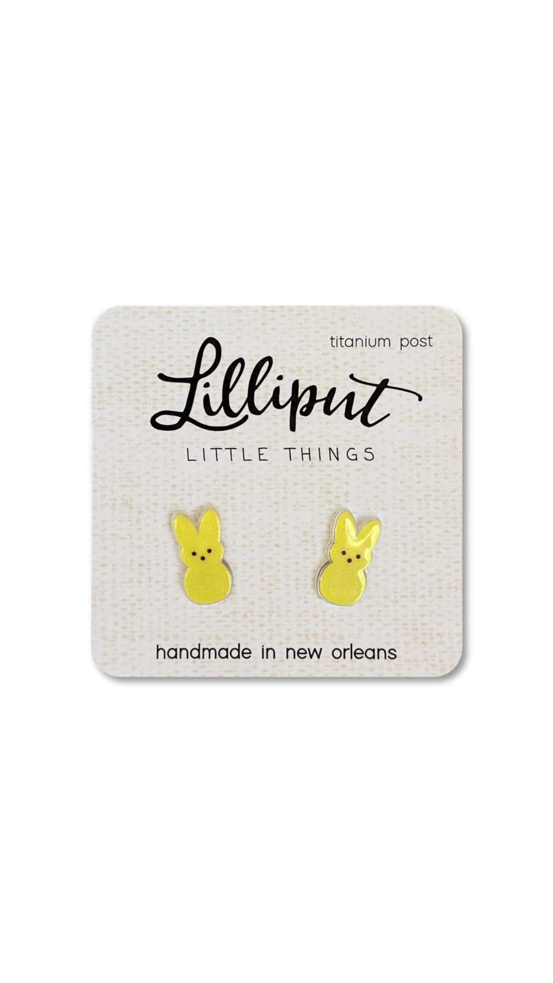 Marshmallow Easter Bunny Earrings - Yellow