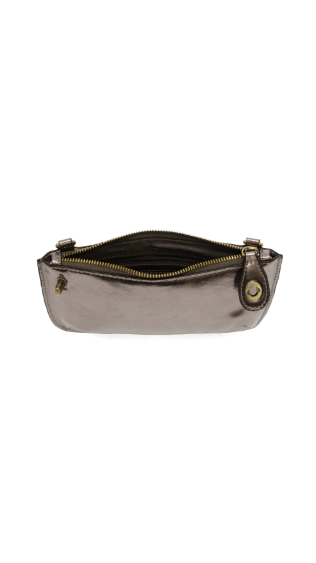 Liquid Metal Mini Crossbody Wristlet Clutch - Chrome