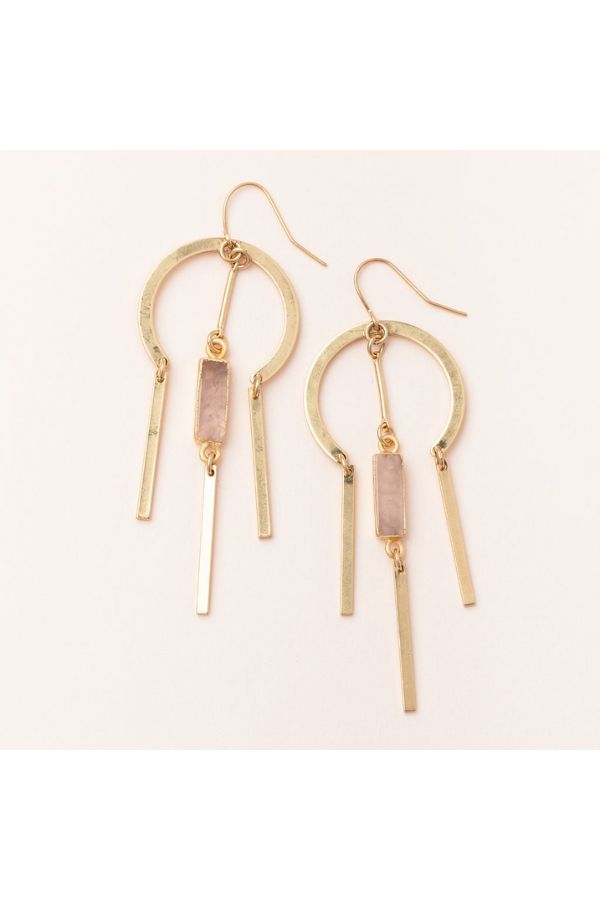 Dream Stone Earrings - Rose Quartz/Gold