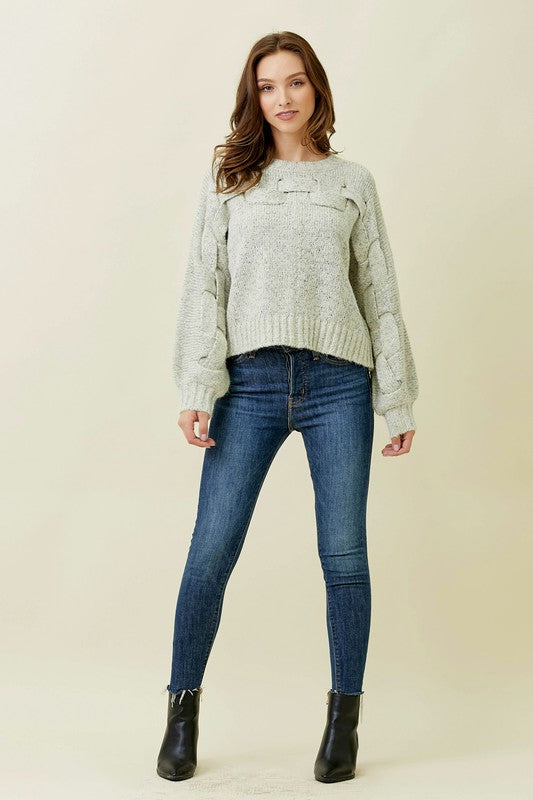 Front Weaving Detail Dolman Sleeve Pullover
