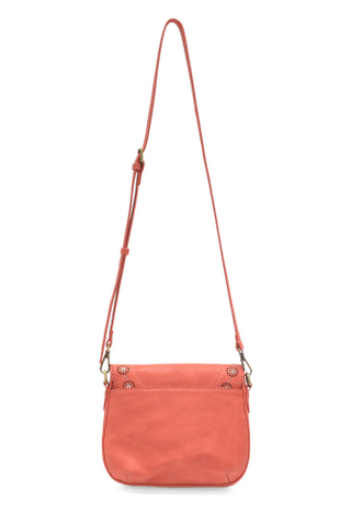 Laser Cut Daisy Flap Crossbody - Living Coral