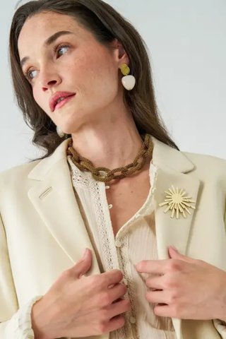 Jenna Chain Link Beaded Necklace - Gold
