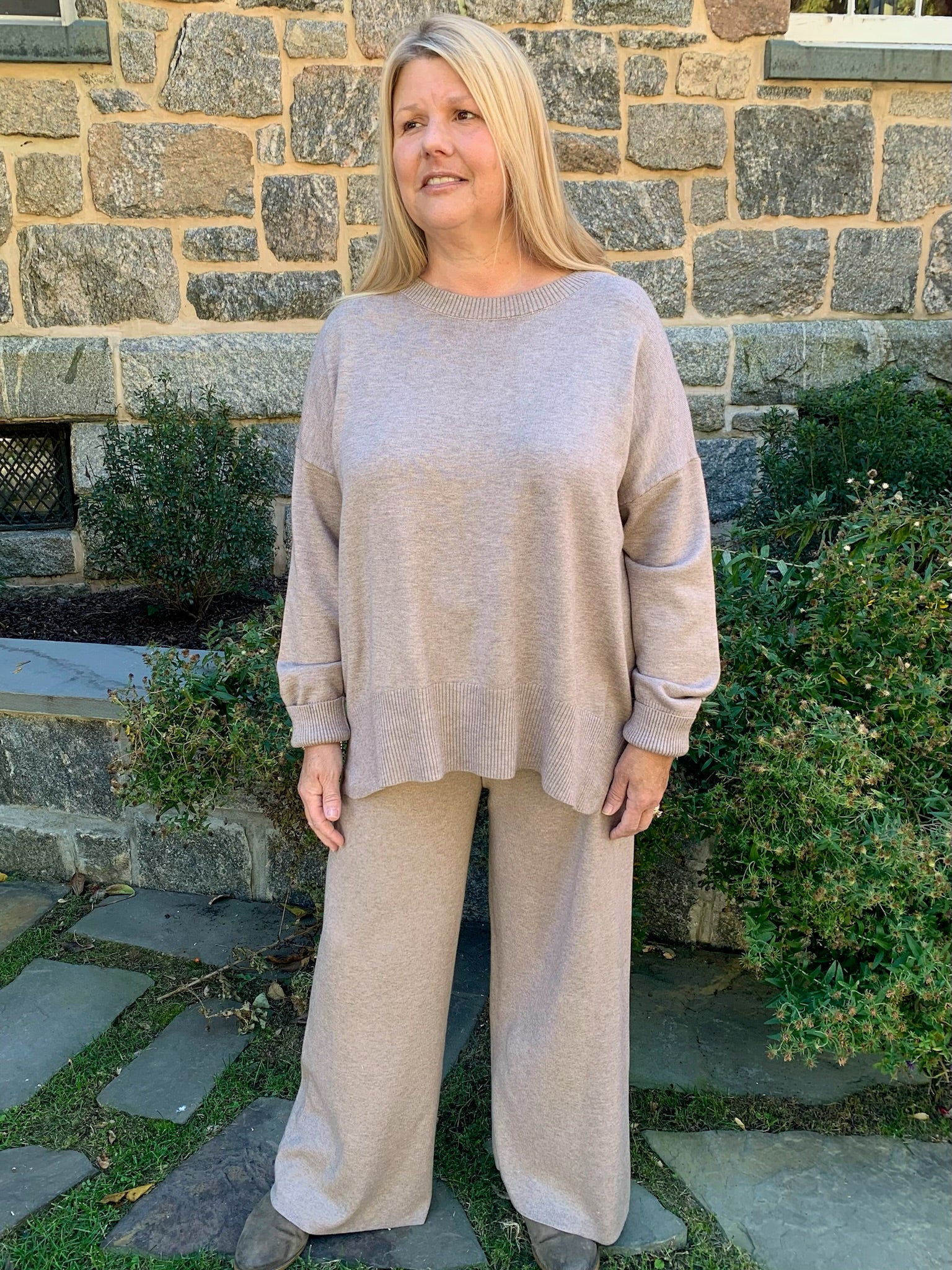 Earth Tone Comfy Wide Leg Knit Pant