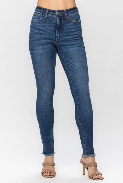Carrie High Rise Control Top Fray Hem Skinny Jeans