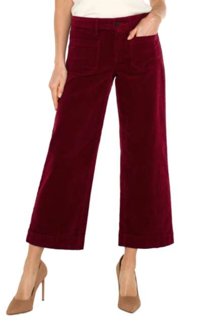 [Liverpool] Corduroy Crop Wide Leg Pant, Ruby