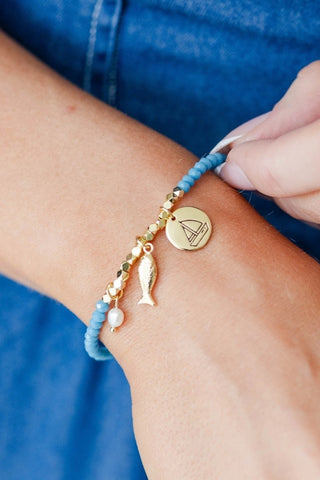 Sailboat & Fish Stretch Charm Bracelet