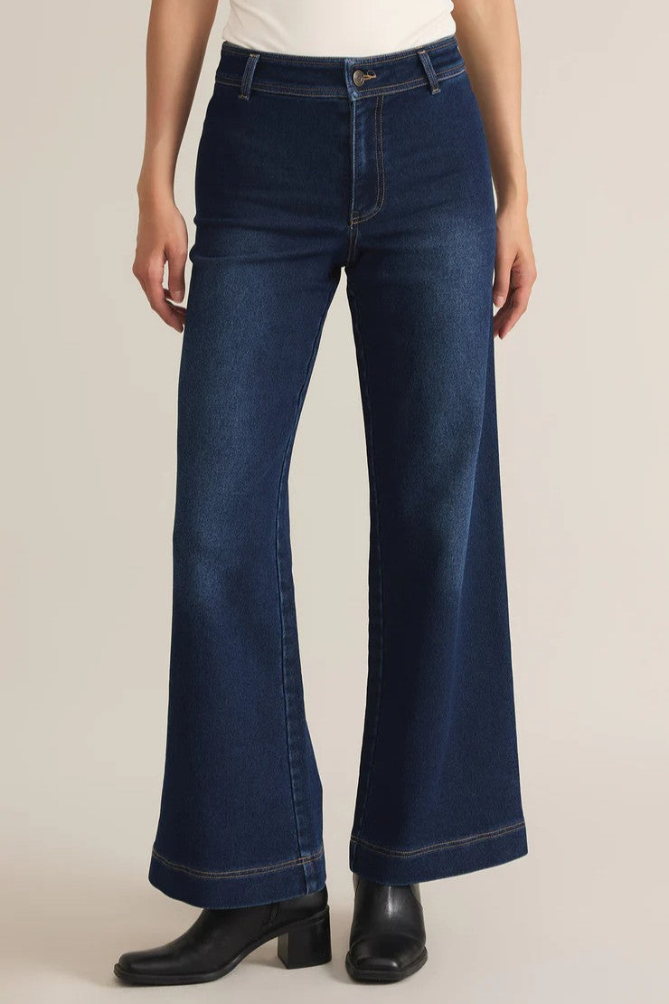 [Z Supply] Rilynn Wide Leg Denim Trouser, Dark Rinse