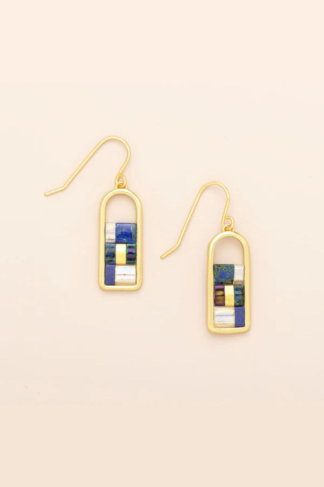 Good Karma Miyuki Frame Earrings - Indigo/Gold