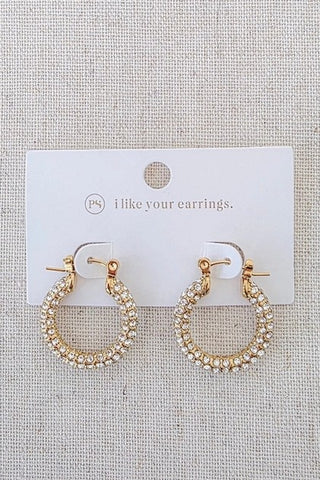 Lizzie Pave Hoops - Gold