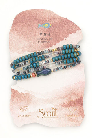 Ceramic Bead Wrap Bracelet/Necklace - Harmony/Fish