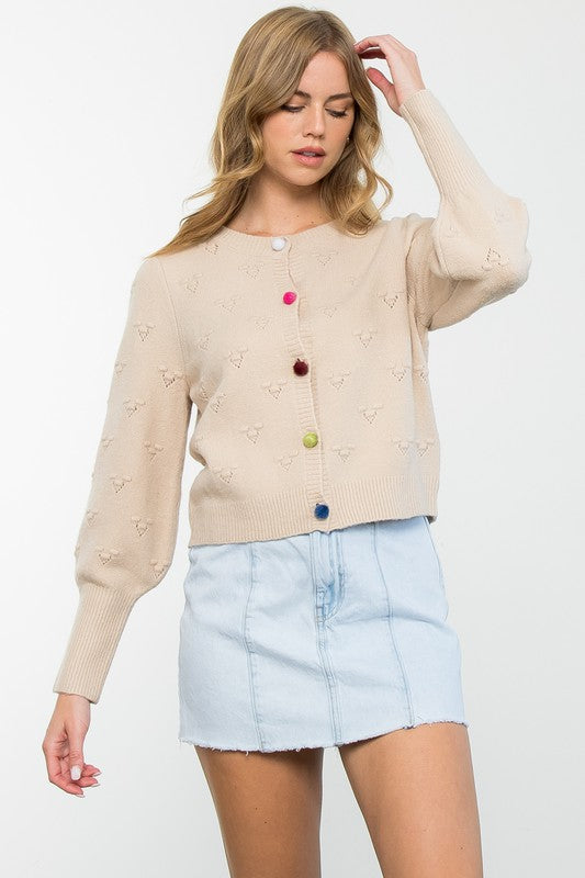 Pompom Buttons Sweater