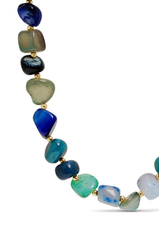 Bold Tumbled Stones Statement Necklace - Green/Navy