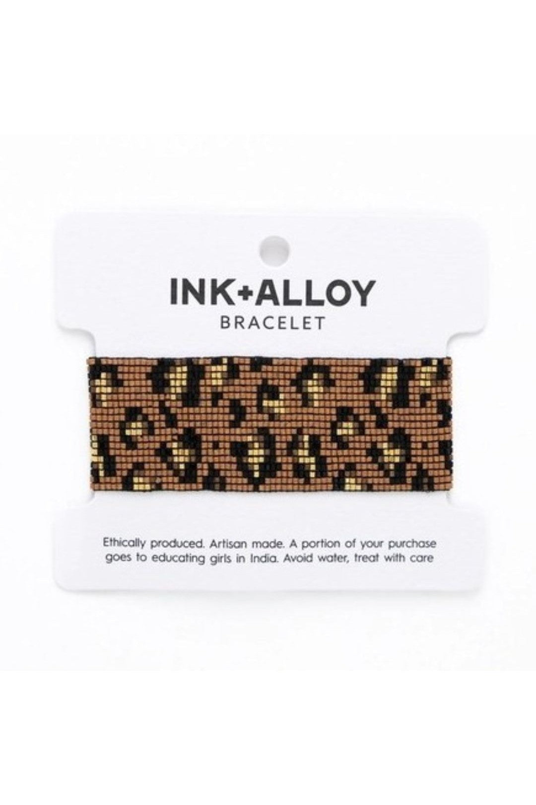 Brooklyn Cheetah Print Beaded Stretch Bracelet - Mocha