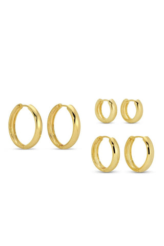 Small to Bold Huggies, Set of 3 - Gold