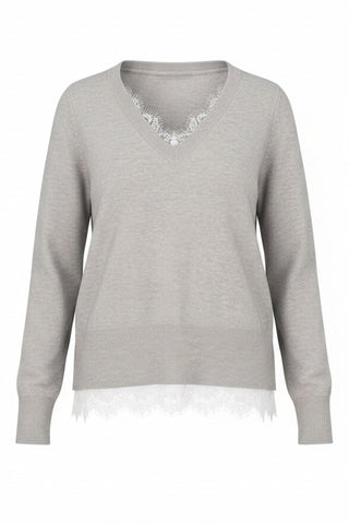 [Liverpool] Gracie V-Neck Lace Detail Sweater